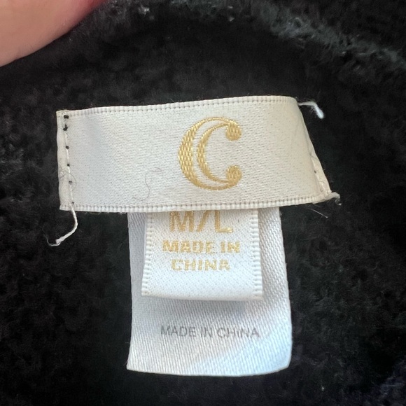 C Apparel Black and Grey Colorblock Sweater Poncho - Picture 4 of 4